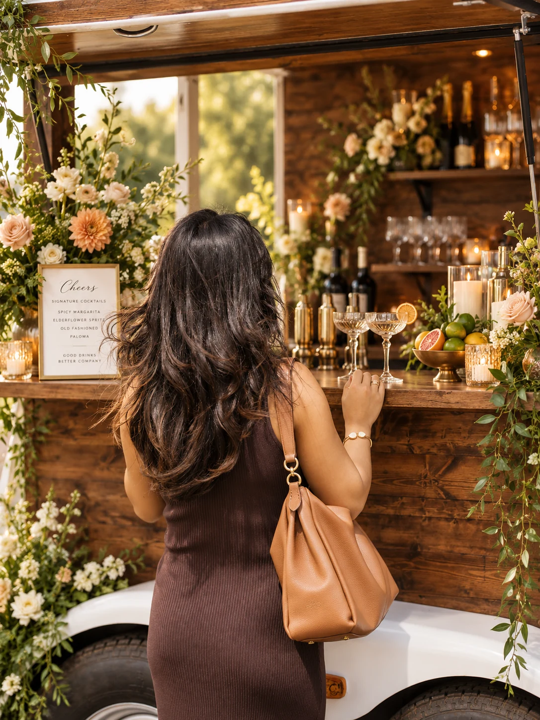Guest ordering a signature drink from Koa’s Mobile Bar